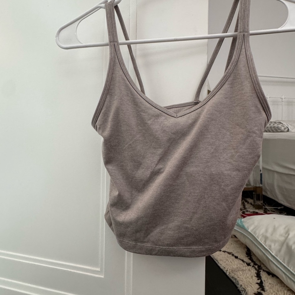 Vuori Grey Crop Fitted Tank Top